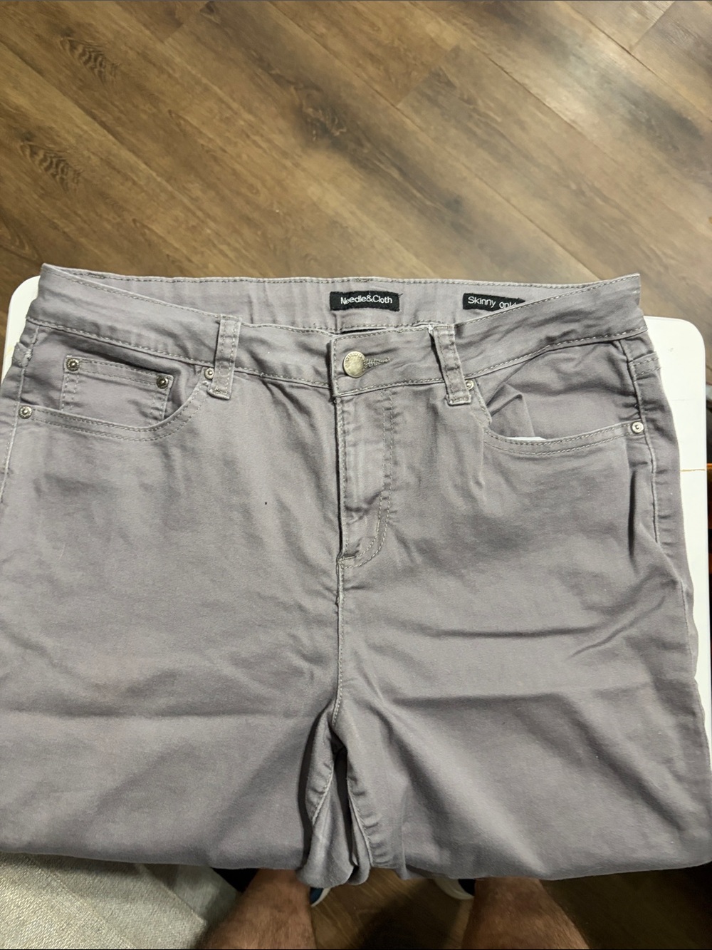 Mauve Gray Slim Stretch Pants Skinny Ankle